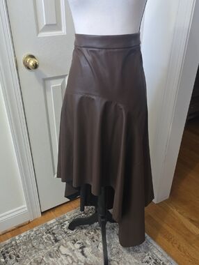 Ashley Graham Brand Women's Plus Size Brown Faux Leather Skirt Size 30W